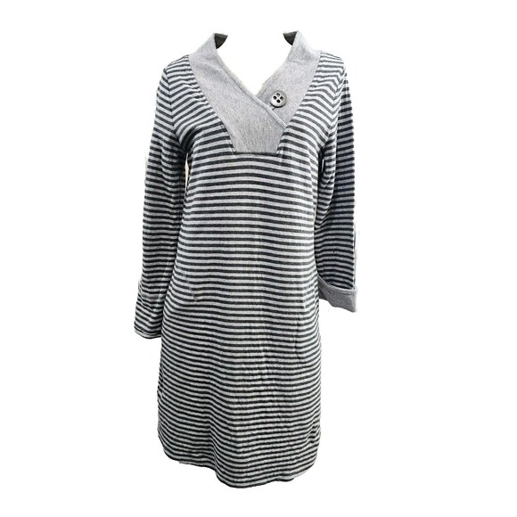 WN Women's Medium Soft Surroundings Striped Chill Time Casual Sweatshirt Dress - Picture 1 of 9
